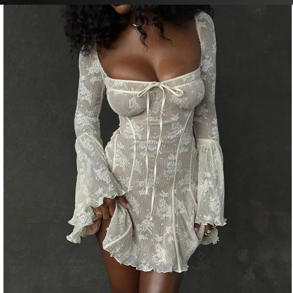 House of CB Analissa dress - Cream color, regular length, L+ with Plus Cups